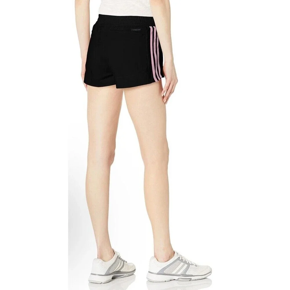 adidas Women's Pacer 3-stripes Woven Shorts - Black/ Clear Pink XL New With Tags - Picture 3 of 5